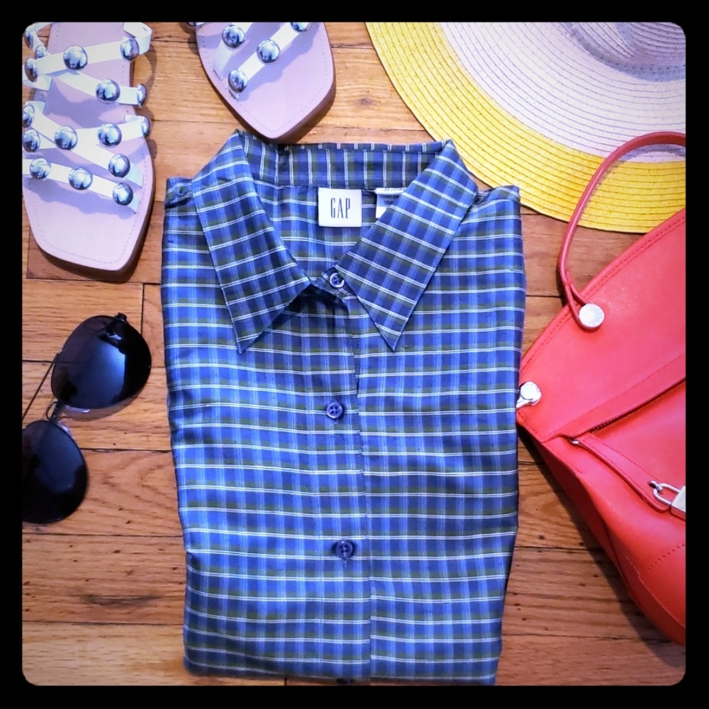 Plaid silk tank blouse